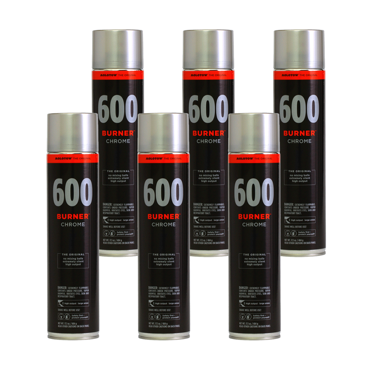 Molotow Burner- Chrome 600ml- 6er Sparset