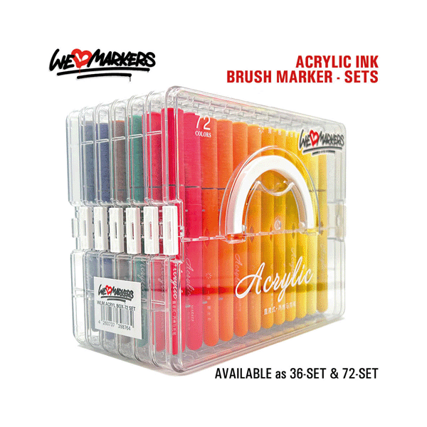 WLM ACRYLIC INK BRUSH-MARKER-SETS - 36 & 72 COLORS SET