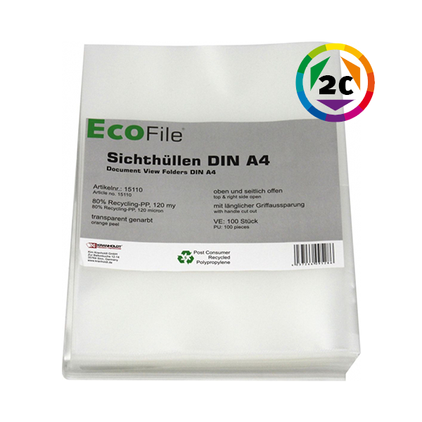 Klarsichthüllen transparent genarbt eco PP 2 farbig bedruckt 