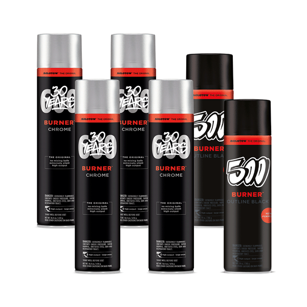 Molotow Burner Sparset -  4x Chrome 600ml + 2x Schwarz 500ml